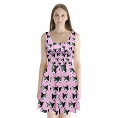 Cat Pattern Split Back Mini Dress  by Valentinaart