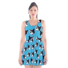 Cat Pattern Scoop Neck Skater Dress by Valentinaart