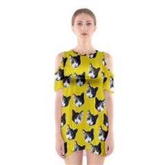 Cat Pattern Shoulder Cutout One Piece by Valentinaart