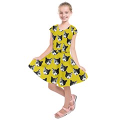 Cat Pattern Kids  Short Sleeve Dress