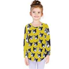 Cat Pattern Kids  Long Sleeve Tee