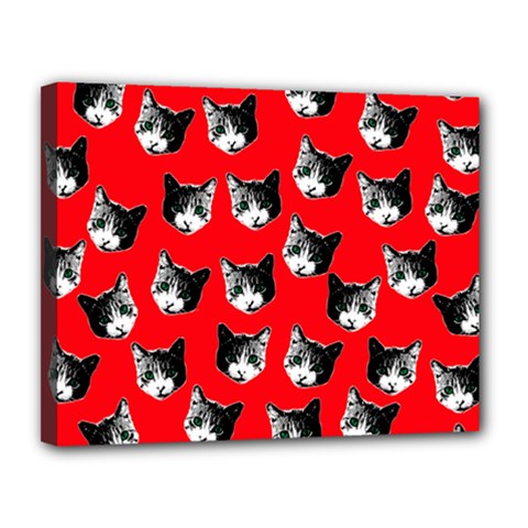 Cat Pattern Canvas 14  X 11  by Valentinaart