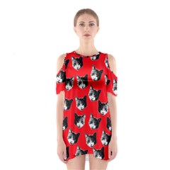 Cat Pattern Shoulder Cutout One Piece by Valentinaart