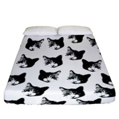 Cat Pattern Fitted Sheet (queen Size) by Valentinaart