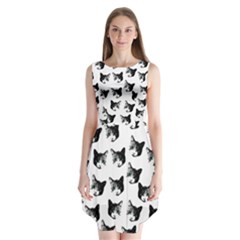 Cat Pattern Sleeveless Chiffon Dress  