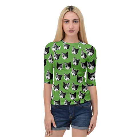 Cat Pattern Quarter Sleeve Tee by Valentinaart