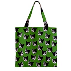 Cat Pattern Zipper Grocery Tote Bag by Valentinaart