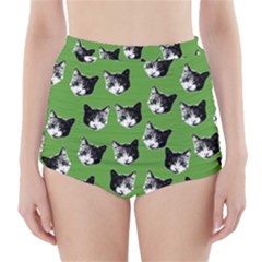 Cat Pattern High-waisted Bikini Bottoms by Valentinaart