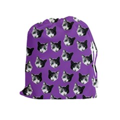 Cat Pattern Drawstring Pouches (extra Large) by Valentinaart