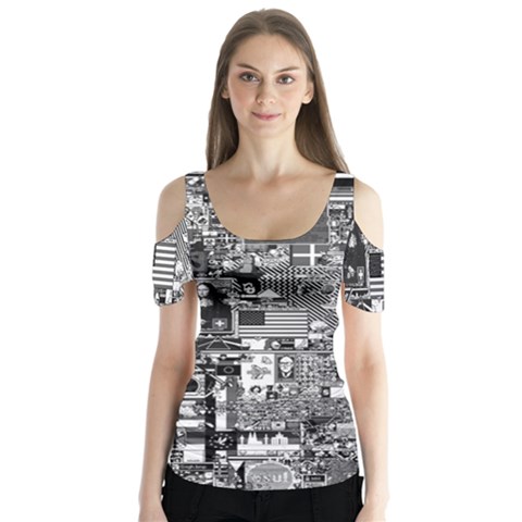 /r/place Retro Butterfly Sleeve Cutout Tee  by rplace