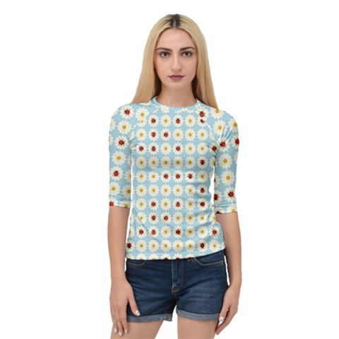 Ladybugs Pattern Quarter Sleeve Tee by linceazul