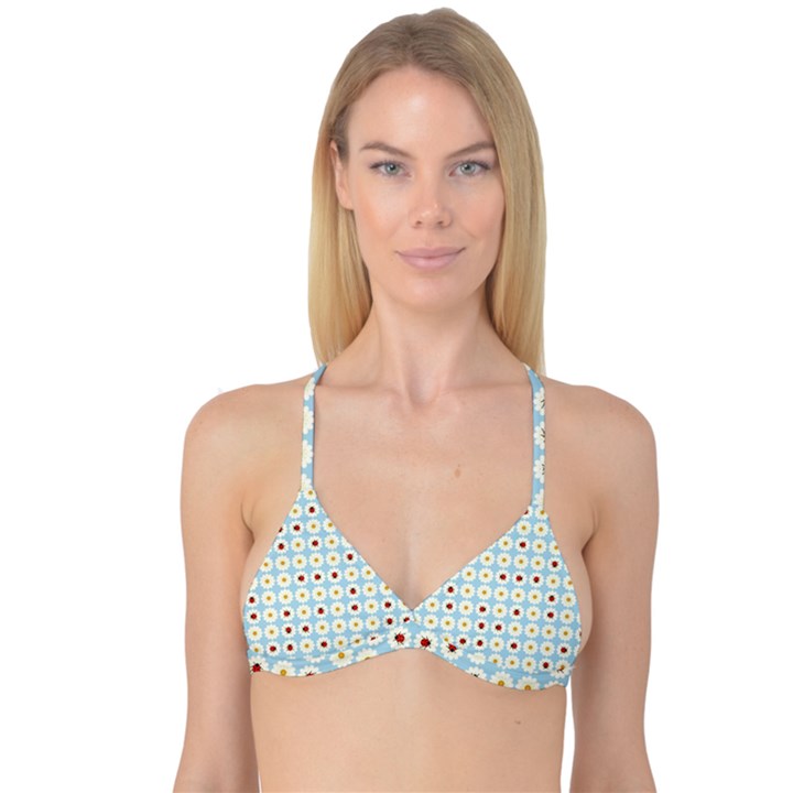 Ladybugs Pattern Reversible Tri Bikini Top