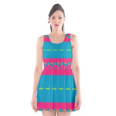 Blue Green Chains   Scoop Neck Skater Dress by LalyLauraFLM