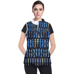 Blue Shapes On A Black Background  Women s Puffer Vest