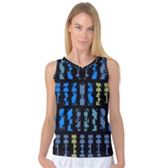 Blue Shapes On A Black Background        Women s Basketball Tank Top by LalyLauraFLM