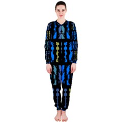 Blue Shapes On A Black Background        Onepiece Jumpsuit (ladies) by LalyLauraFLM