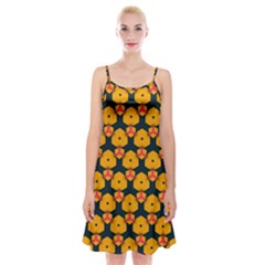 Yellow Pink Shapes Pattern            Spaghetti Strap Velvet Dress