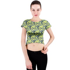 Black And Yellow Pattern Crew Neck Crop Top by linceazul