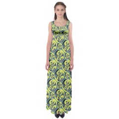 Black And Yellow Pattern Empire Waist Maxi Dress by linceazul