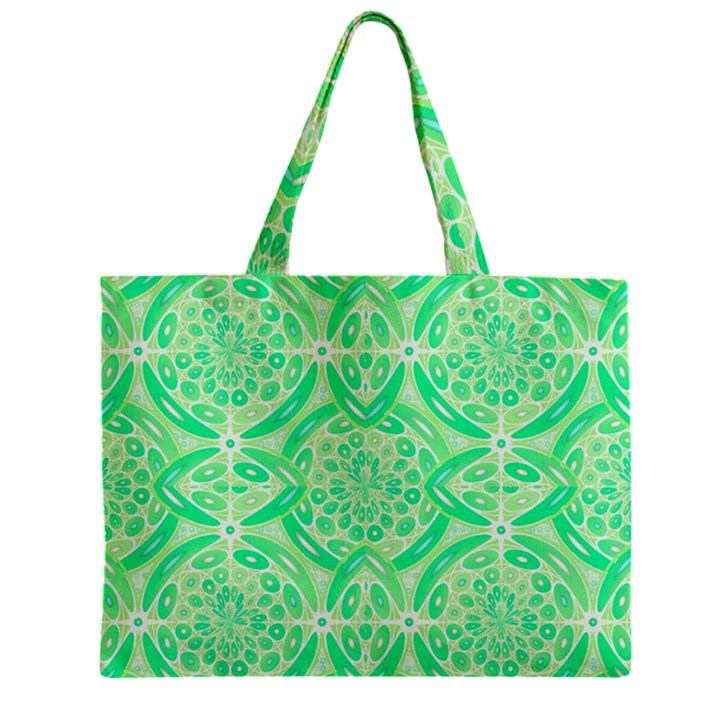 Kiwi Green Geometric Zipper Mini Tote Bag