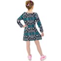 Geometric Arabesque Kids  Long Sleeve Velvet Dress View2