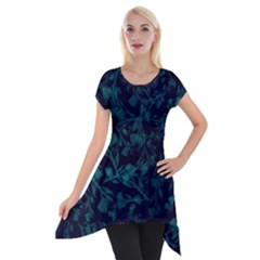 Leaf Pattern Short Sleeve Side Drop Tunic by berwies