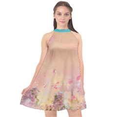 Spring-cherry-blossom2 Halter Neckline Chiffon Dress 