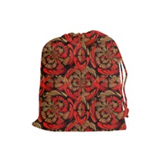 Red And Brown Pattern Drawstring Pouches (large)  by linceazul