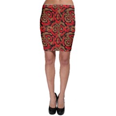 Red And Brown Pattern Bodycon Skirt by linceazul