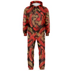 Red And Brown Pattern Hooded Jumpsuit (men)  by linceazul