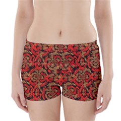 Red And Brown Pattern Boyleg Bikini Wrap Bottoms by linceazul