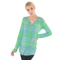 Plaid Design Women s Tie Up Tee by Valentinaart