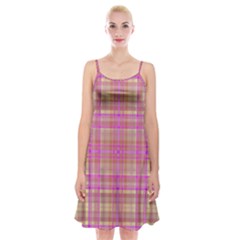 Plaid Design Spaghetti Strap Velvet Dress