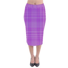 Plaid Design Velvet Midi Pencil Skirt