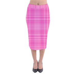 Plaid Design Velvet Midi Pencil Skirt