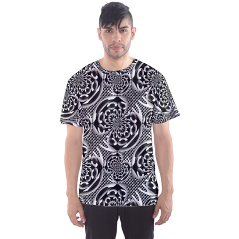 Metallic Mesh Pattern Men s Sport Mesh Tee by linceazul