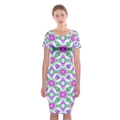 Multicolor Ornate Check Classic Short Sleeve Midi Dress by dflcprints