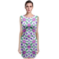 Multicolor Ornate Check Sleeveless Velvet Midi Dress by dflcprints