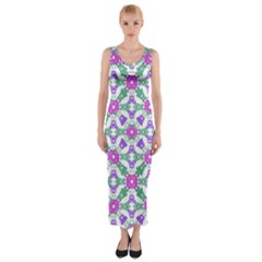 Multicolor Ornate Check Fitted Maxi Dress by dflcprintsclothing