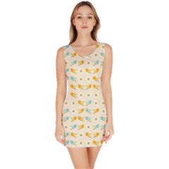 Birds And Daisies Sleeveless Bodycon Dress by linceazul