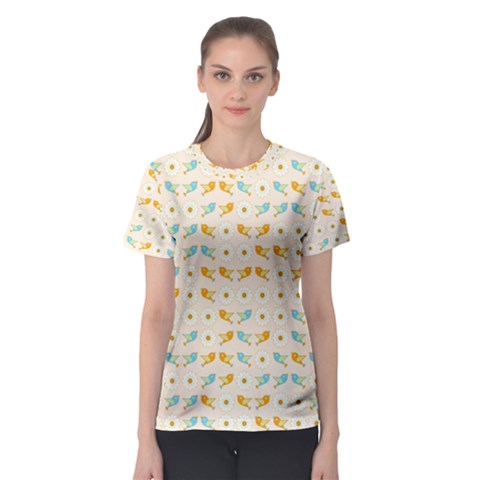 Birds And Daisies Women s Sport Mesh Tee by linceazul