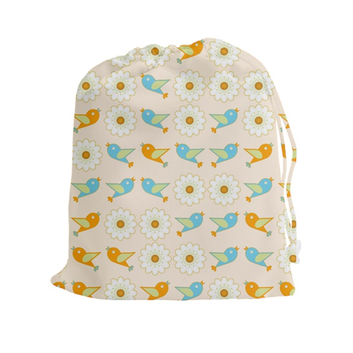 Birds And Daisies Drawstring Pouches (XXL)