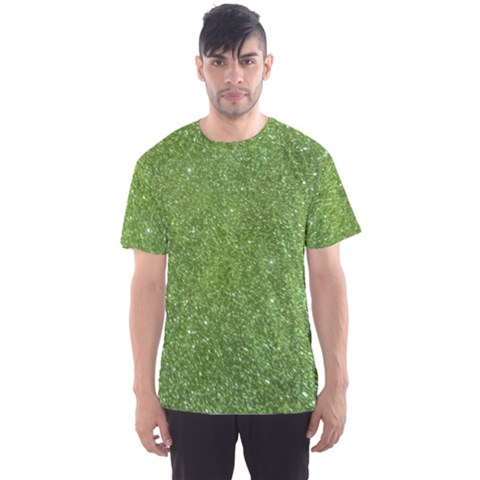 Green Glitter Abstract Texture Print Men s Sport Mesh Tee by dflcprintsclothing