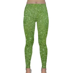 Green Glitter Abstract Texture Print Classic Yoga Leggings by dflcprintsclothing