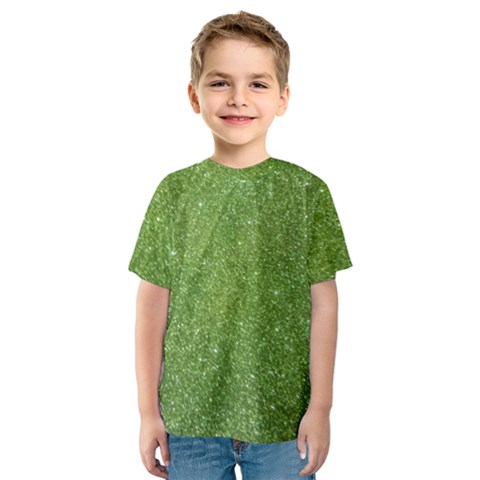 Green Glitter Abstract Texture Print Kids  Sport Mesh Tee by dflcprintsclothing