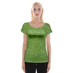 Green Glitter Abstract Texture Print Women s Cap Sleeve Top by dflcprintsclothing