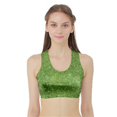 Green Glitter Abstract Texture Print Sports Bra With Border by dflcprintsclothing