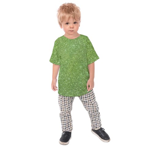 Green Glitter Abstract Texture Print Kids  Raglan Tee by dflcprintsclothing