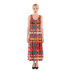 Colorful Line Segments Sleeveless Maxi Dress by linceazul