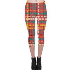 Colorful Line Segments Capri Leggings  by linceazul